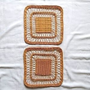 𝅺square Woven Tray Set of 2 Bohemian Home Decor
